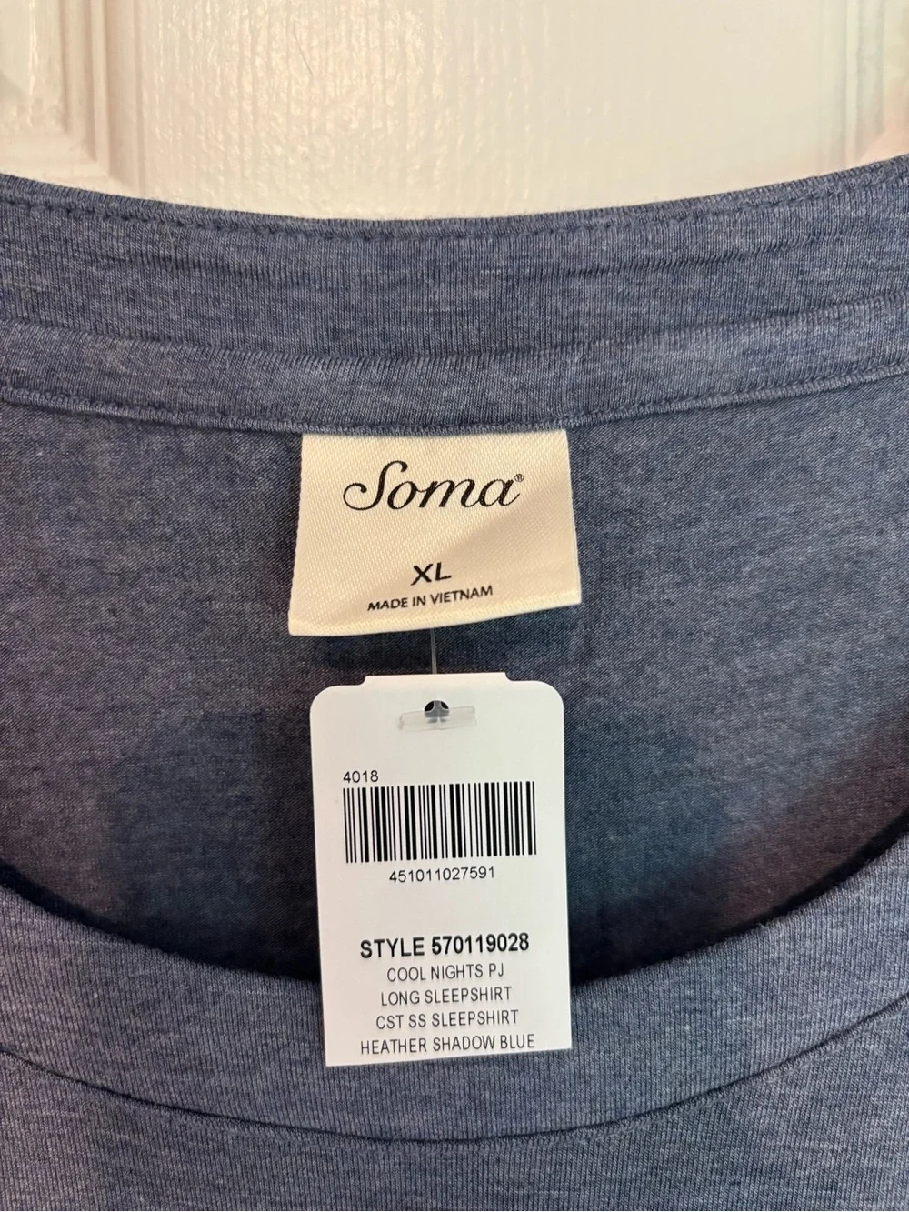 Soma Cool Nights XL Sleepshirt Heather Shadow Blue NWT Long